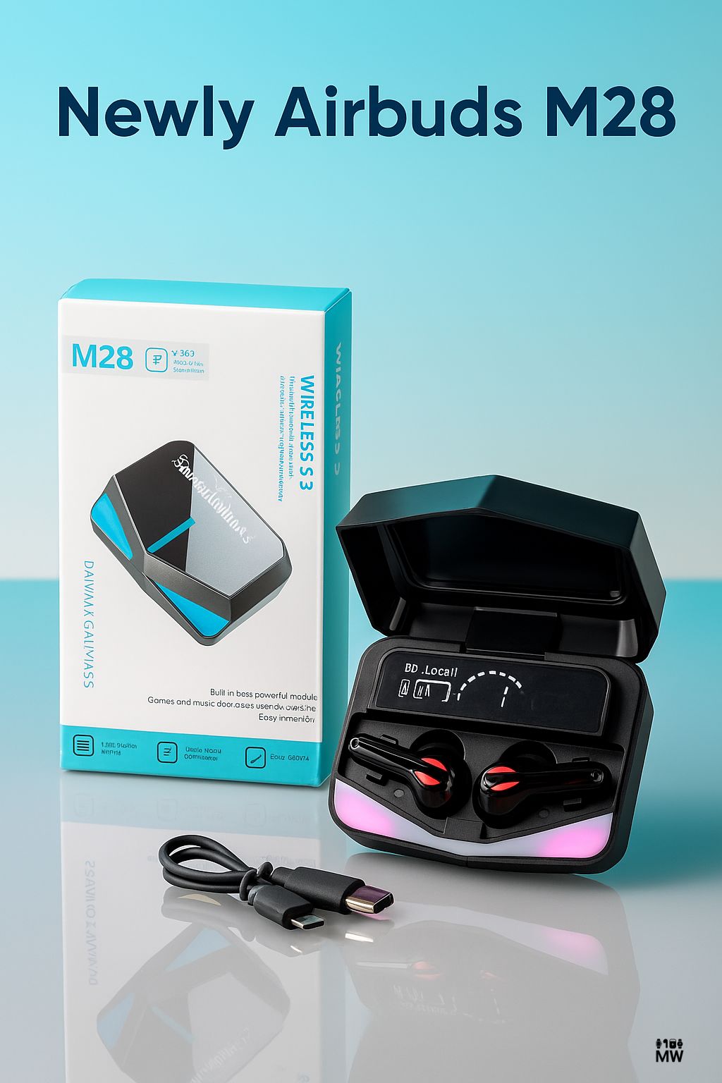 M28 Gaming TWS Damix Ver5.3 Headset/Earbuds with Type C Jack And Charging Cable