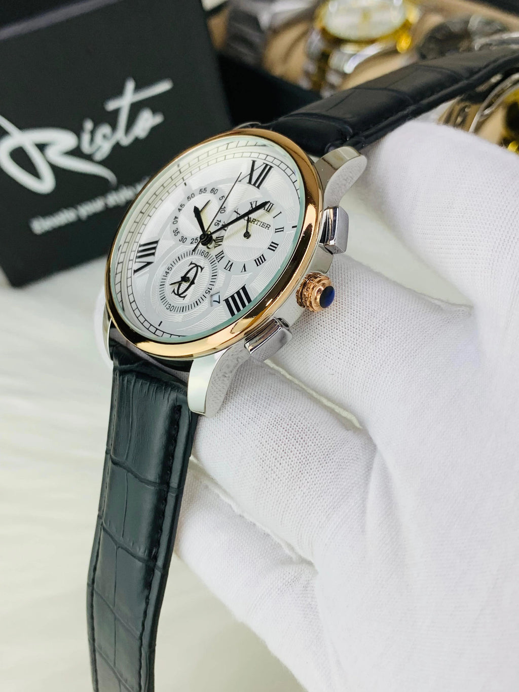 CARTIER  GENTS WATCH LEATHER STRAP   (42%OFF)